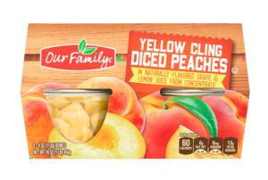 7025322140 OF Yellow Cling Diced Peach Cups 4ct