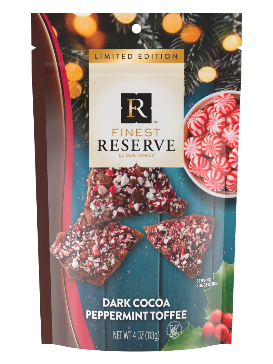 Dark chocolate peppermint toffee Finest Reserve holiday seasonal toffee