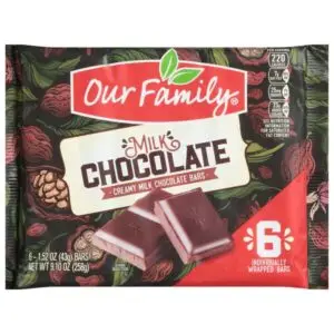Small JPG-Our Family Milk Chocolate Bars 6 - 1.52 oz Bars -- Elev -- 070253015212